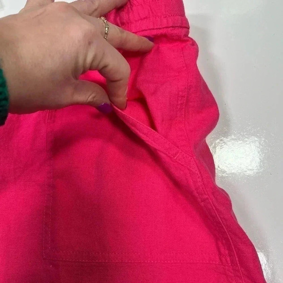 J Crew Linen Shorts Pink Drawstring NWT Pockets Women’s Size XXL Sweet Briar - Picture 6 of 12